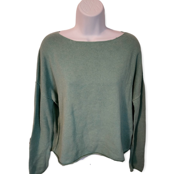Eileen Fisher Tops - Eileen Fisher Organic Cotton Knit Boatneck Top - Mint Green